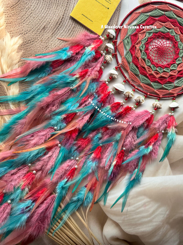 Olive Red Coral Rosewood Dreamcatcher