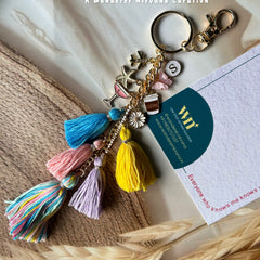 Boho Personalised Travel Coffee Charm Keychain Bagcharm