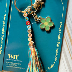 Personalised Name Boho Keychain with Flower