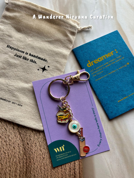 Vadapav Cricket Evileye Keychain