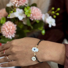 Saanjh Hamsa Nazariya Bracelet with Initial