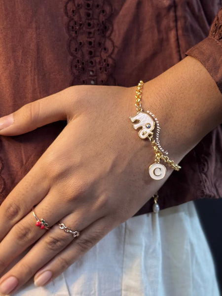 Elephant Bracelet with Initial
