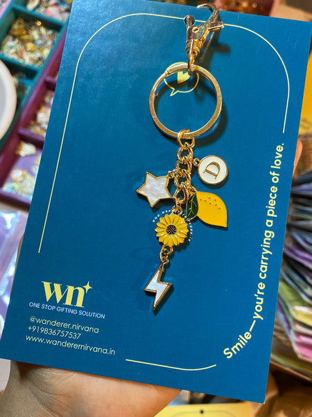 Lemon Flower Thunder Star Personalised Keychain