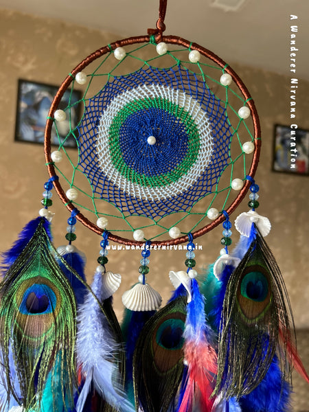 Intricate Pearl Morpankh Mayur Shells Dreamcatcher