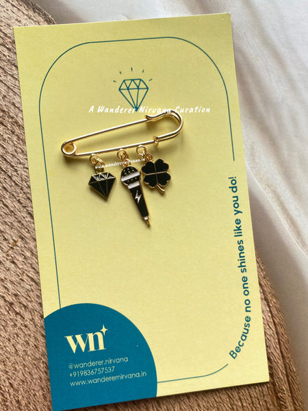Diamond  Mic Luck Brooch