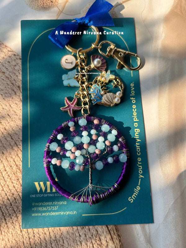 Blueberry Beach Personalised Tree of Life Keychain Bagcharm