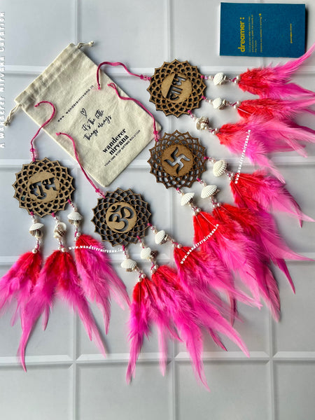 Shubh Labh Ohm Swastik Pink-Red Shagun