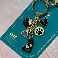 Cat - Fish  Heart Keychain