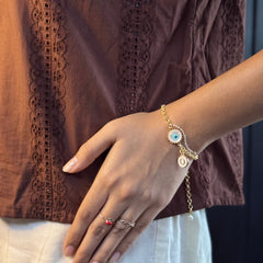 Nazarana Evileye Pearl Bracelet with Initial