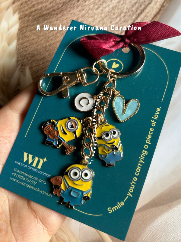 Minion Heart Personalised Keychain