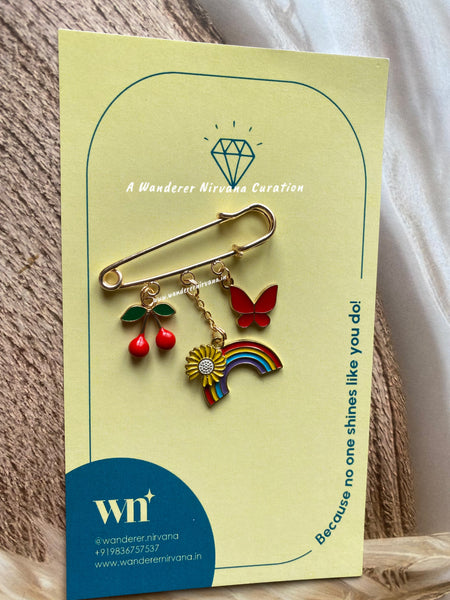 Cherry Rainbow Butterfly Brooch