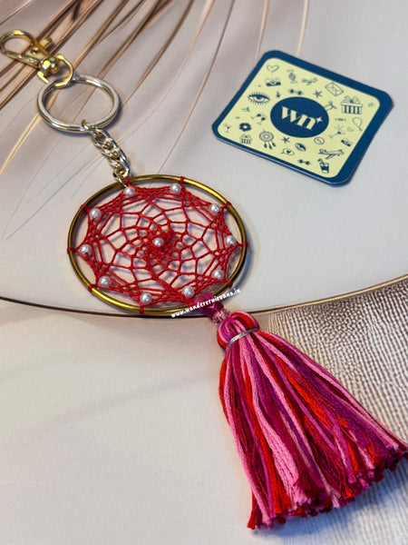 Red Blossom Dreamcatcher Keychain