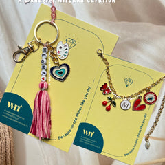 Name Keychain Red Bracelet Combo