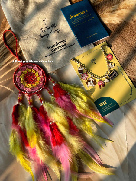 Red Yellow Coffee Home Dog Moon Dreamcatcher Bracelet Combo