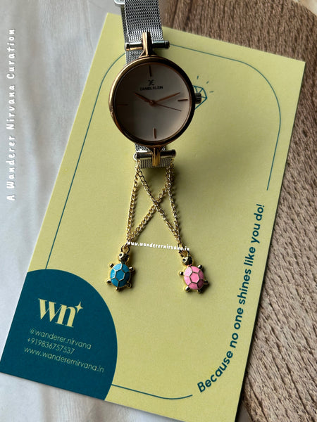 Blue Pink Turtle Set of 2 Watchcharms