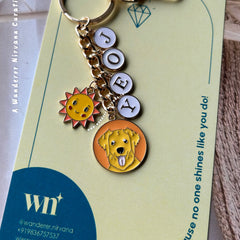 Name Personalised Golden Retriever Sun Keychain