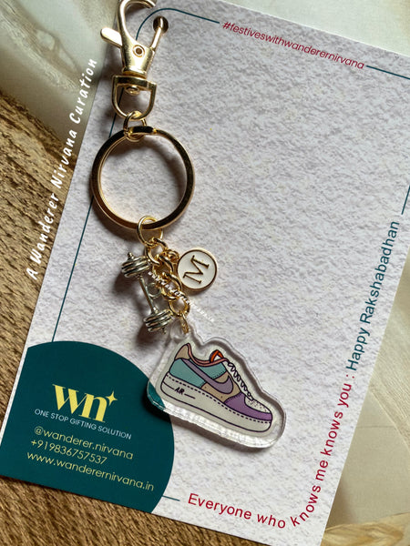 Dumbbell Sneaker Initial Keychain