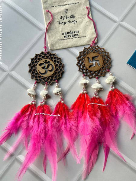 Shubh Labh Ohm Swastik Pink-Red Shagun