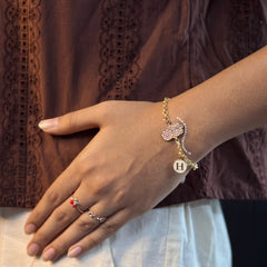 Gulzar Evileye Pearl Bracelet with Initial
