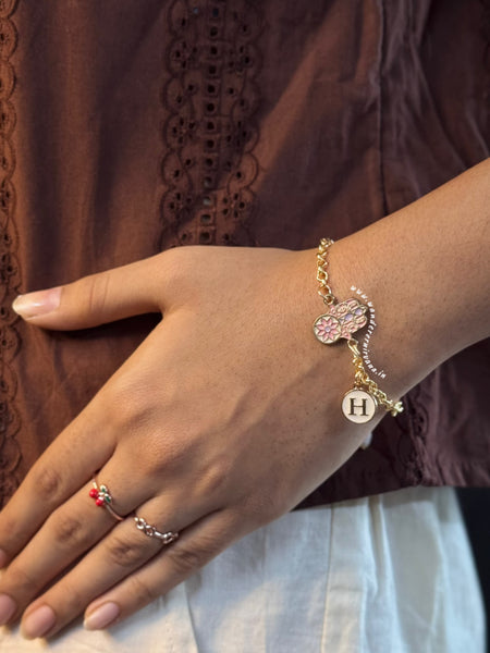 Gulzar Evileye Pearl Bracelet with Initial