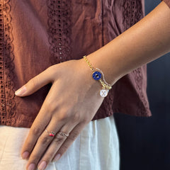 Neelchakra Evileye Pearl Bracelet with Initial