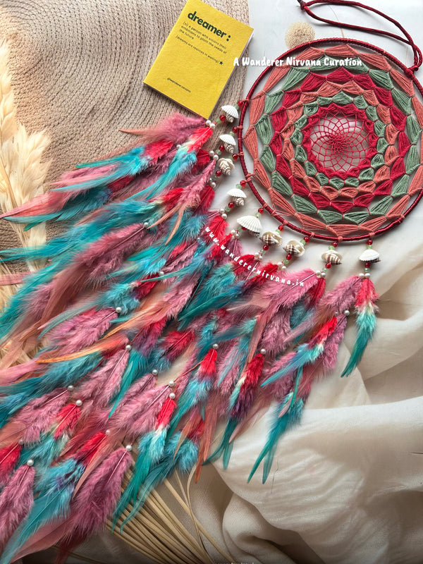 Olive Red Coral Rosewood Dreamcatcher
