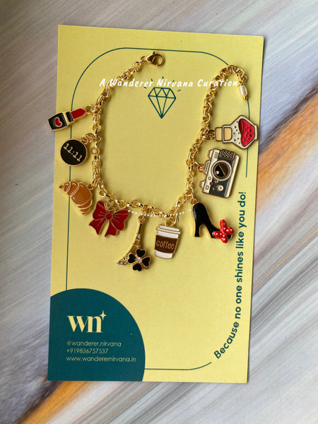 Paris , Coffee, Bow , Crossaint Travel Bracelet