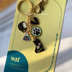 Cat - Fish  Heart Keychain