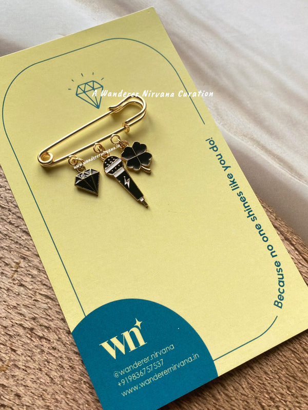 Diamond  Mic Luck Brooch