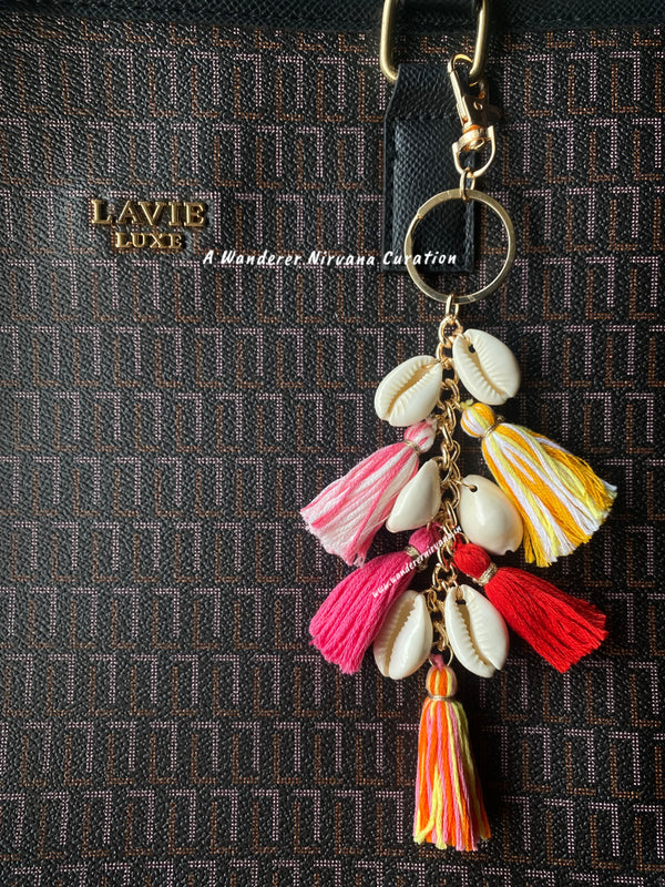 Boho Cowrie Tassel Bagcharm