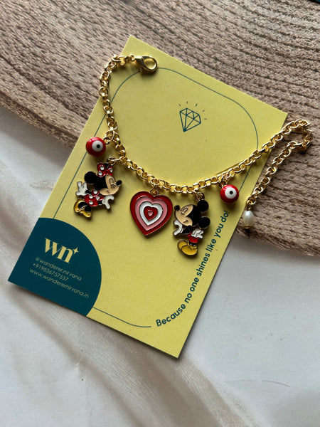 Mickey Minnie Love Pearl Bracelet