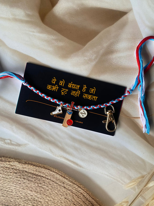 Cricket Charm Rakhi Keychain