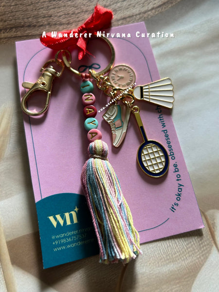 Name Personalised Badminton Keychain