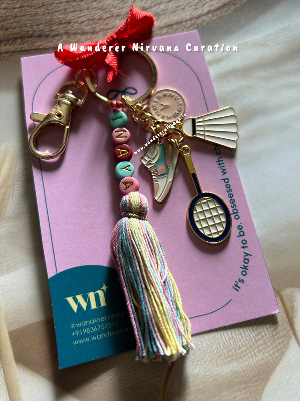 Name Personalised Badminton Keychain
