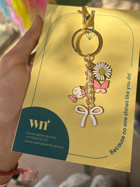 Hello Kitty Flower Bow Butterfly Keychain