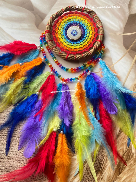 Rainbow Evileye Wreath Beaded Dreamcatcher