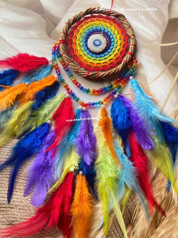 Rainbow Evileye Wreath Beaded Dreamcatcher