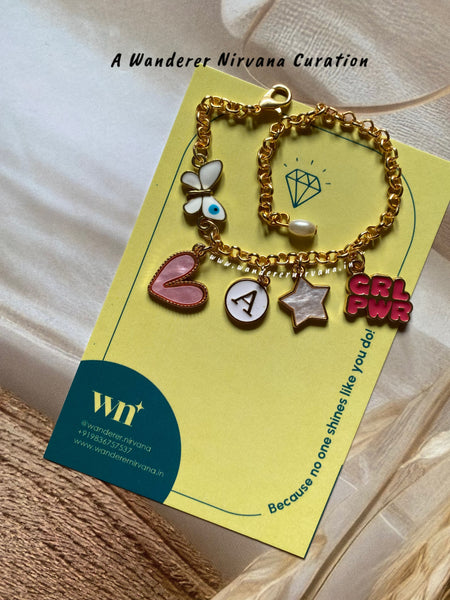 Butterfly Heart Star Personalised Pearl Bracelet