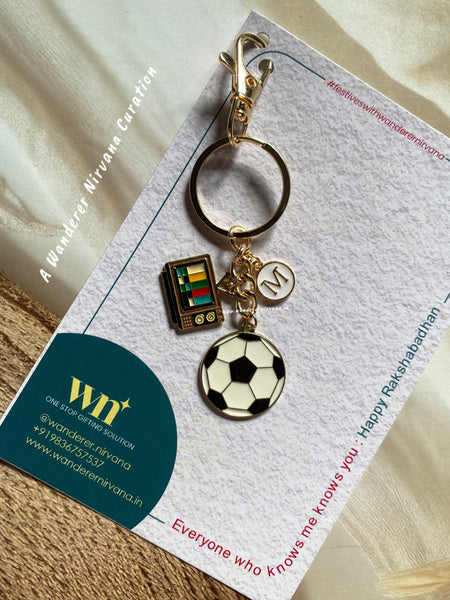 Football TV Initial Keychain