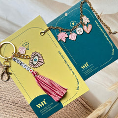 Name Keychain Pink BraceletCombo