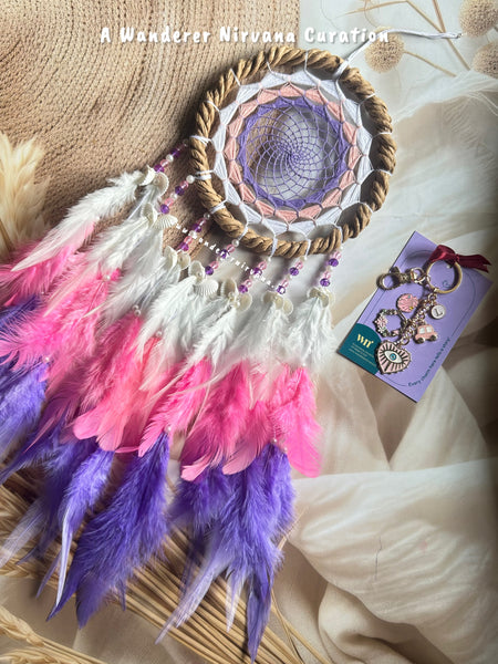 Cotton candy Skies Dreamcatcher Keychain Combo