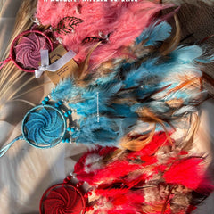 Pink Blue Red Set of 3 Dreamcatchers