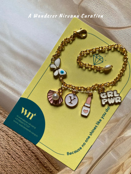 Butterfly Shell GirlPower Personalised Pearl Bracelet