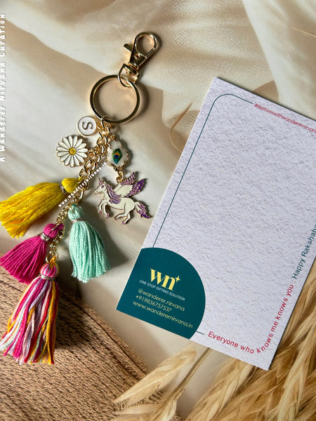 Boho Personalised Unicorn Mayur Keychain Bagcharm