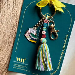 Personalised Name Boho Keychain with Book Garden