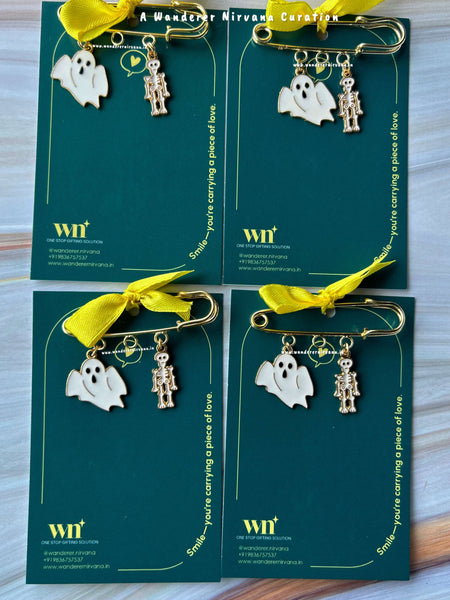 Set of 4 Halloween Ghost Skeleton Brooch