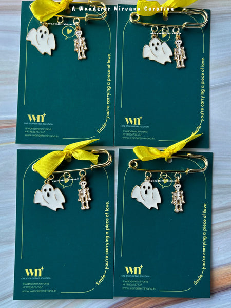 Set of 4 Halloween Ghost Skeleton Brooch
