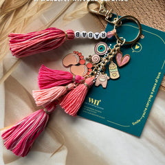 Boho Name Personalised Baby Bagcharm( pink)