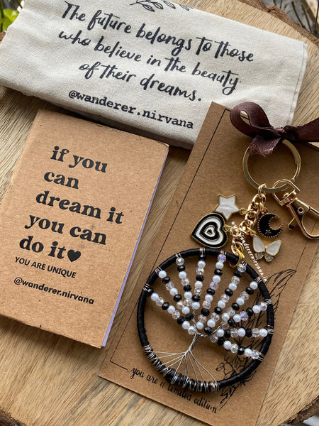 Monochrome Tree of Life Keychain