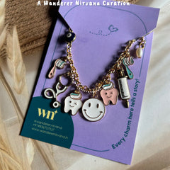 Dentist Evileye Smiley Bracelet with pearl drop